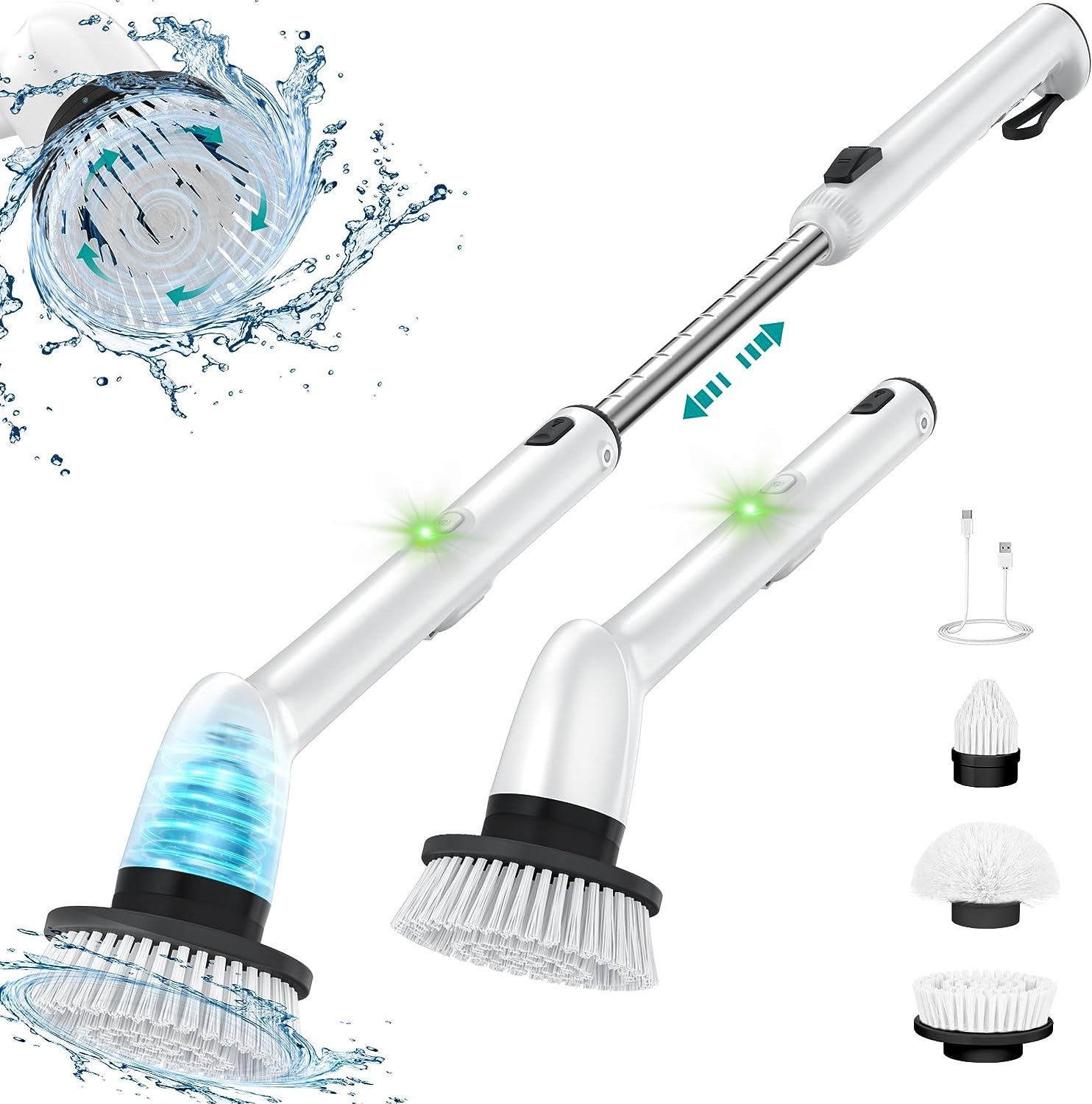 with 2 Brush Heads)Electric Spin Scrubber Battery Operated Electric Cleaning  MU