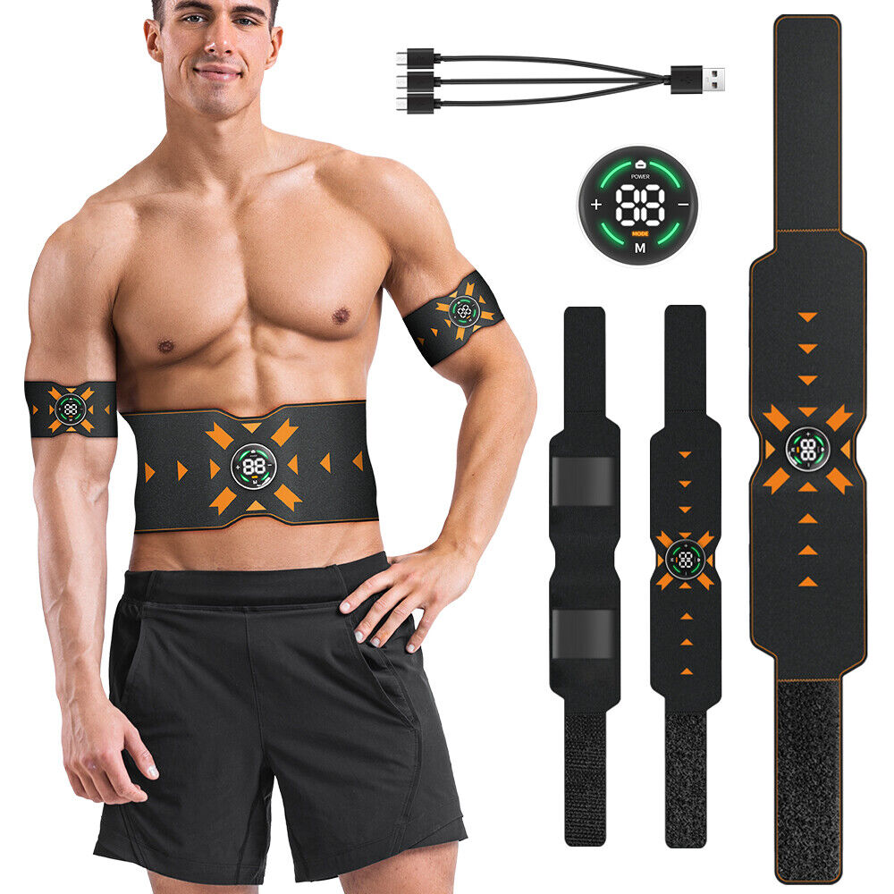 ABS Stimulator, Ab Trainer, EMS Muscle Stimulator LCD Screen Muscle  Stimulator USB Rechargeable Portable Muscle Trainer Abdominal / arm / Leg  Fitness