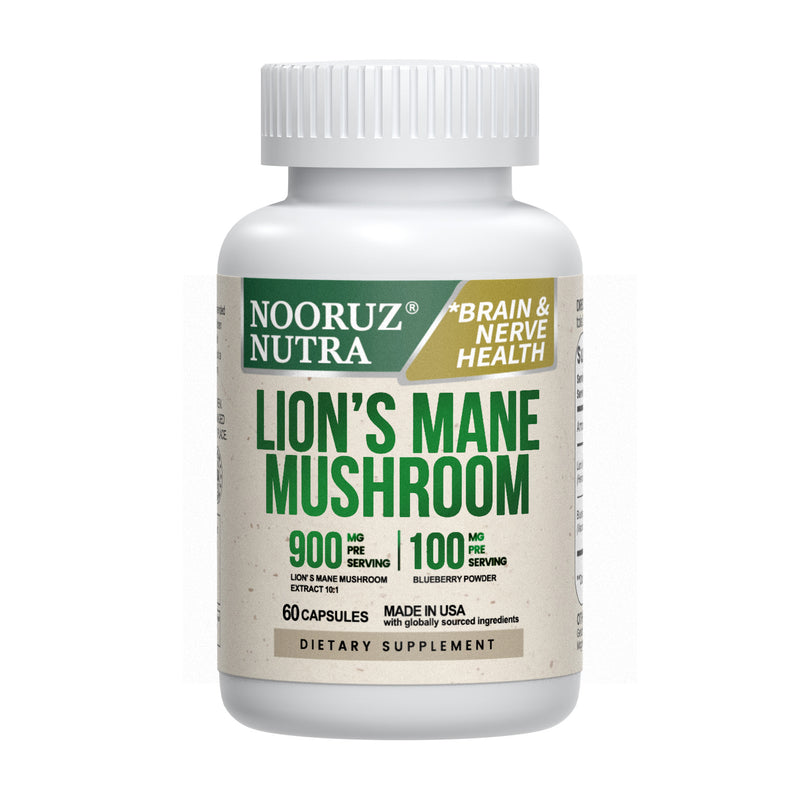 Lions Mane Mushroom Cognition Capsules (Capsules) Lions Mane Mushroom 10:1 Extract and Blueberry Power Capsules | Brain Supplement, Brain Vitamins, Focus Supplement