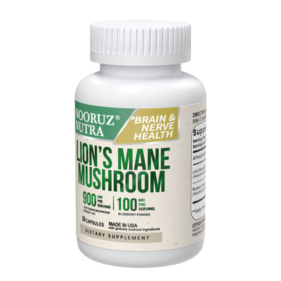 Lions Mane Mushroom Cognition Capsules (Capsules) Lions Mane Mushroom 10:1 Extract and Blueberry Power Capsules | Brain Supplement, Brain Vitamins, Focus Supplement