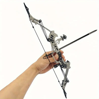 Mini Right-Handed Metal Compound Bow Set - Compact Archery Bow for Entertainment Fun, RH/ LH Compatible, Durable Construction for Recreational Shooting