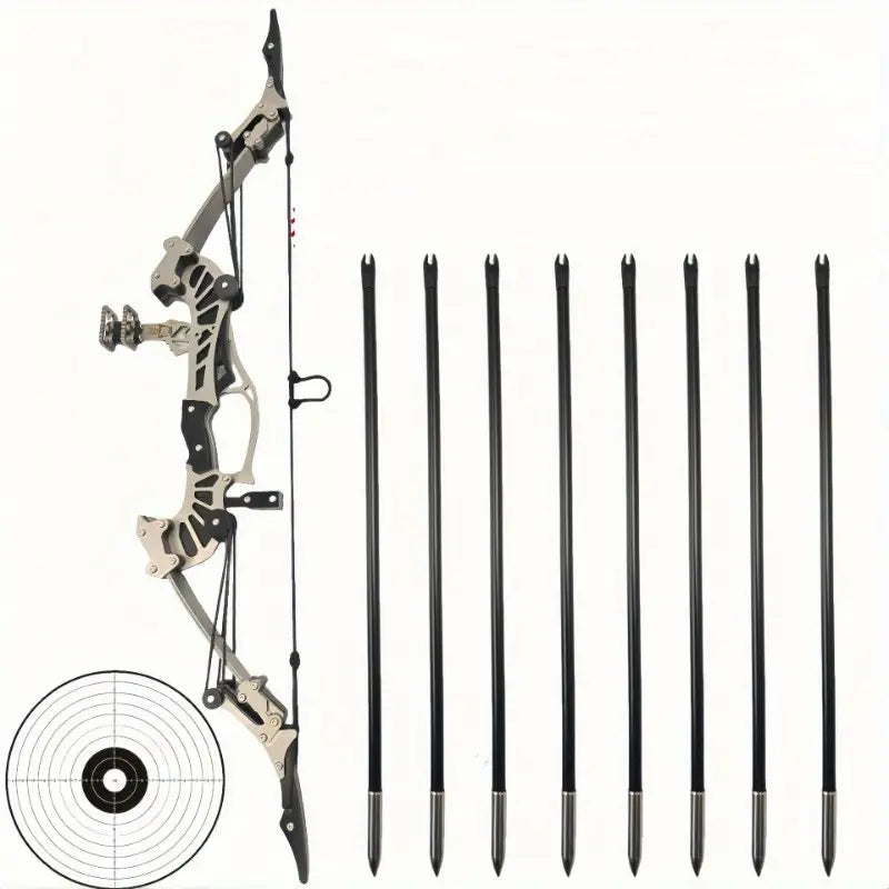 Mini Right-Handed Metal Compound Bow Set - Compact Archery Bow for Entertainment Fun, RH/ LH Compatible, Durable Construction for Recreational Shooting