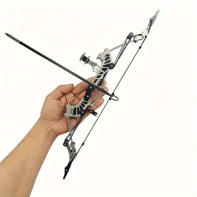 Mini Right-Handed Metal Compound Bow Set - Compact Archery Bow for Entertainment Fun, RH/ LH Compatible, Durable Construction for Recreational Shooting