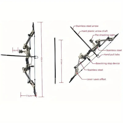 Mini Right-Handed Metal Compound Bow Set - Compact Archery Bow for Entertainment Fun, RH/ LH Compatible, Durable Construction for Recreational Shooting