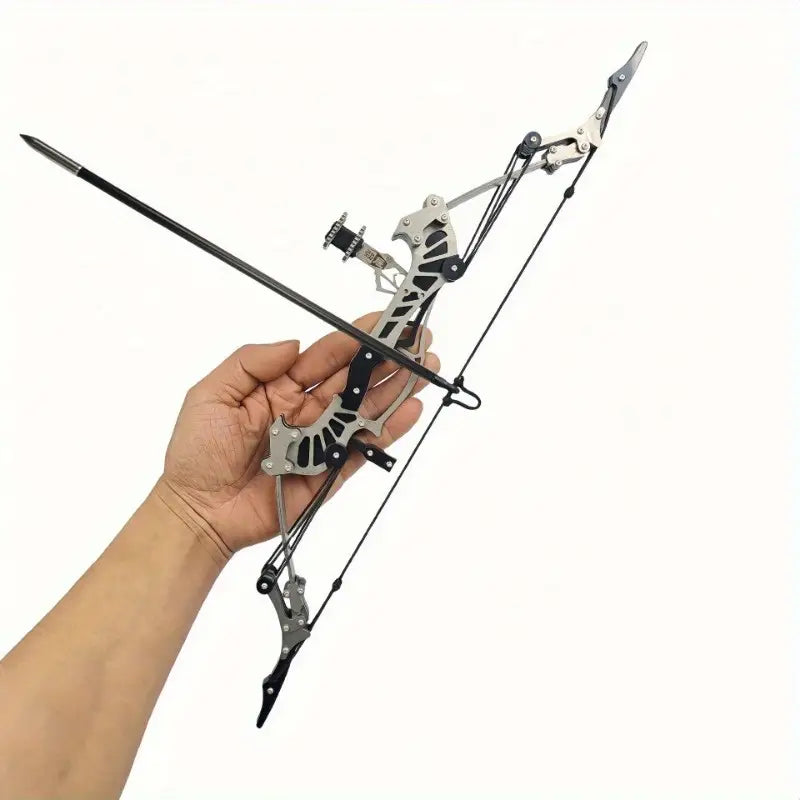 Mini Right-Handed Metal Compound Bow Set - Compact Archery Bow for Entertainment Fun, RH/ LH Compatible, Durable Construction for Recreational Shooting Large pulling force, long range 1pcs