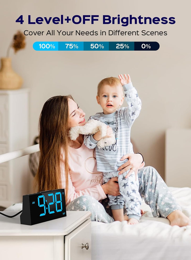 Mpow Alarm Clock for Heavy Sleepers, Digital Alarm Clock for Bedroom, Adjustable Brightness, Customizable Alarms, Automatically Dim at Night, Progressive Volume, DST, Loud Alarm Clock for Kids Adults