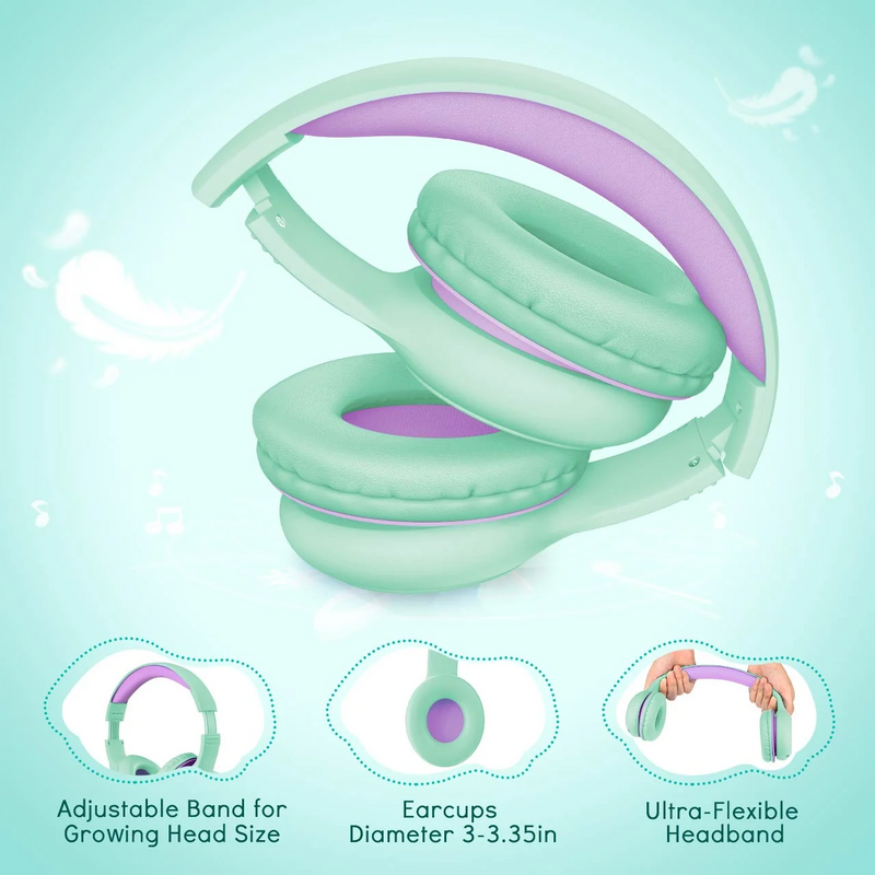 Mpow Kids Headphones with Microphone, Foldable Headphones Wired 85/94dB Volume Limit, Stereo, Soft Earcups, on-Ear/over-Ear Headphones for Kids School Girls/Boys