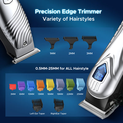 Mpow Hair Clippers for Men, Professional Hair Cutting Kit & T-Blade Trimmer Combo, 5H Cordless Runtime, Rechargeable Barber Clippers Beard/Hair Trimmer with Scissor,Cape for Men Women Kids, Mens Gifts