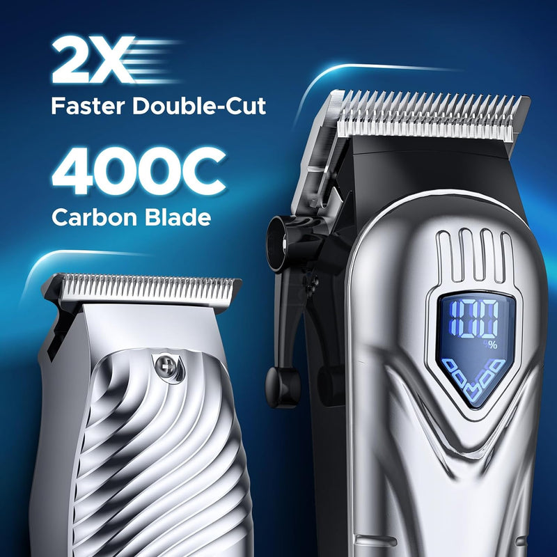 Mpow Hair Clippers for Men, Professional Hair Cutting Kit & T-Blade Trimmer Combo, 5H Cordless Runtime, Rechargeable Barber Clippers Beard/Hair Trimmer with Scissor,Cape for Men Women Kids, Mens Gifts