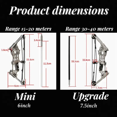 12 Arrows Included 9.5inch Stainless Steel Mini Compound Bow with Target Paper