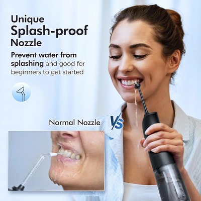 Water Flosser for Teeth, 300ML 3 Modes Cordless Portable Water Dental Flosser Pick, Include a Unique Splash-Proof Jet Tip, IPX7 Waterproof Rechargeable Oral Irrigator for Braces Care Home Travel