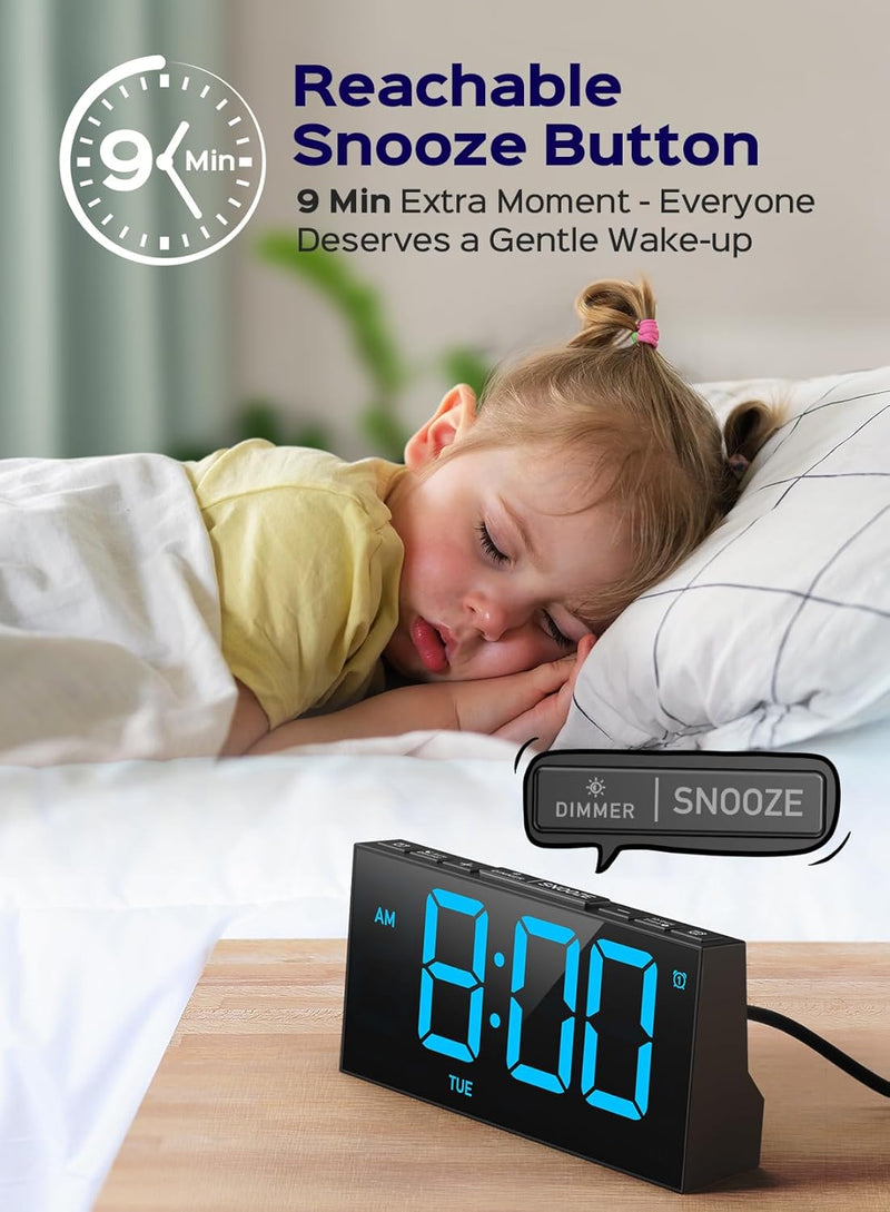 Mpow Alarm Clock for Heavy Sleepers, Digital Alarm Clock for Bedroom, Adjustable Brightness, Customizable Alarms, Automatically Dim at Night, Progressive Volume, DST, Loud Alarm Clock for Kids Adults