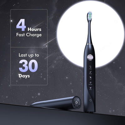 Electric Toothbrush, 10 Brush Heads & Travel Case with 5 Modes, 4 Hr Charge Last 30 Days