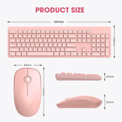 Wireless Keyboard and Mouse, 2.4GHz Silent Keyboard and Mouse Wireless, Ultra-Slim USB Keyboard, Keyboard Mouse Combo for PC Laptop Windows XP/7/8/10, Vista, Mac