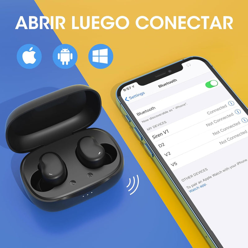 Lakukom Auriculares Bluetooth In Ear, 36H de reproducción Earbuds, Bluetooth Headphones impermeables IPX8 para un Estilo de vida Deportivo, escuchar música y hablar por teléfono