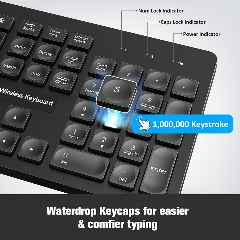 Wireless Keyboard and Mouse, 2.4GHz Silent Keyboard and Mouse Wireless, Ultra-Slim USB Keyboard, Keyboard Mouse Combo for PC Laptop Windows XP/7/8/10, Vista, Mac