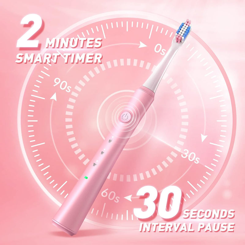 Electric Toothbrush for Adults with Holder and 10 Brush Heads, Rechargeable Toothbrush Electric Fast 2 Hr Charge Last 35 Days, 40000 VPM and 3 Modes,Smart Timer