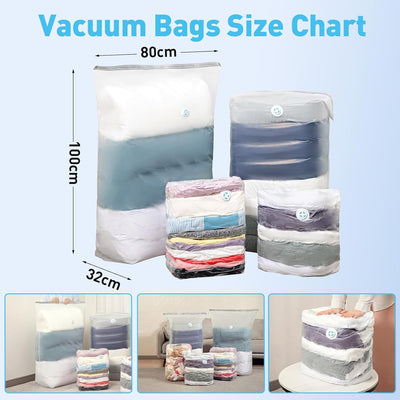 6 Pack Vacuum Storage Bags with Electric Air Pump, Jumbo Cube Space Saver Bags (39x13x32 Inch),Extra Large Vacuum Sealer Bags for Comforters, Blankets, Bedding, Clothes, Pillow, Duvets, etc