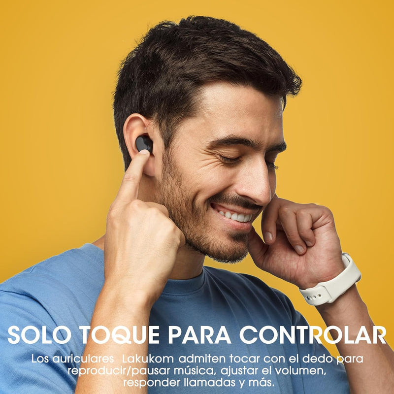 Lakukom Auriculares Bluetooth In Ear, 36H de reproducción Earbuds, Bluetooth Headphones impermeables IPX8 para un Estilo de vida Deportivo, escuchar música y hablar por teléfono