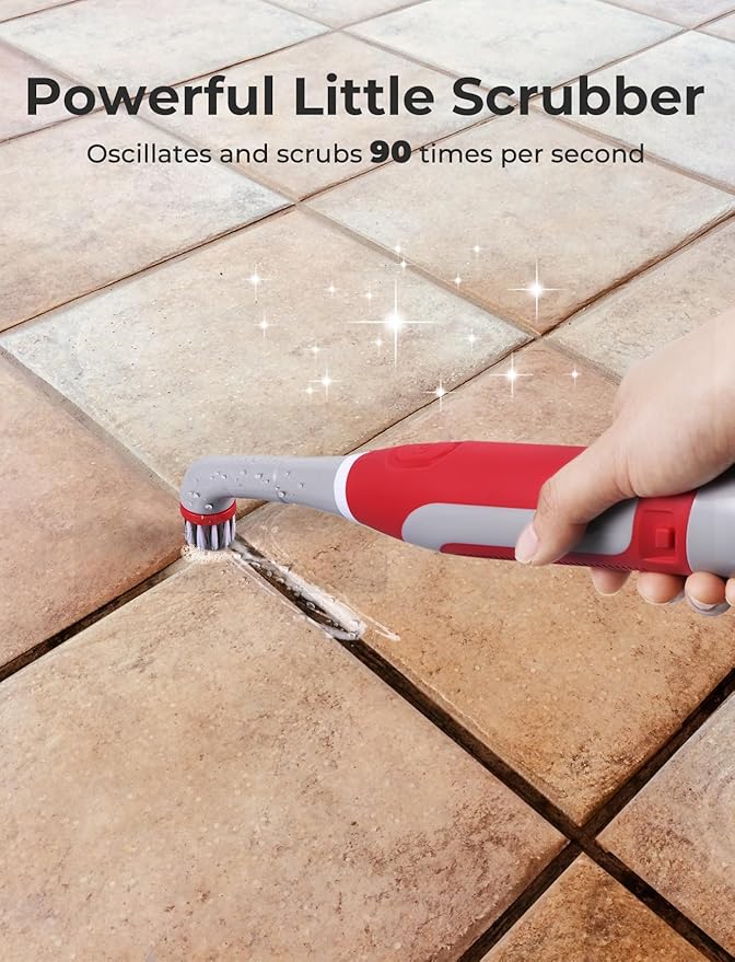 Sweepulire Electric Grout Cleaning Brush, Battery Operated Power Scrubber with Stainless Steel Wire Brush, Multi-Purpose Tile Grout Cleaner Brush for Grout, Tile, Corner, Kitchen, Bathroom, Shower