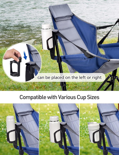 Hammock Camping Chair with 3 Height Options, Portable Hammock Chair with Adjustable Backrest, Padded Headrest, Adjustable Cup Holder, 300 LBS Heavy Duty Swinging Camping Chair