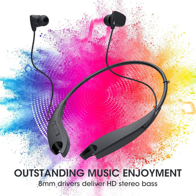 Neckband Bluetooth Headphones, Around The Neck Headphones 24H+ Playtime, Bluetooth Headsets with Call Vibration, Shark Jaw Design Wireless Earbuds+Noise Isolation/Built-in Mic/IPX7 Waterproof