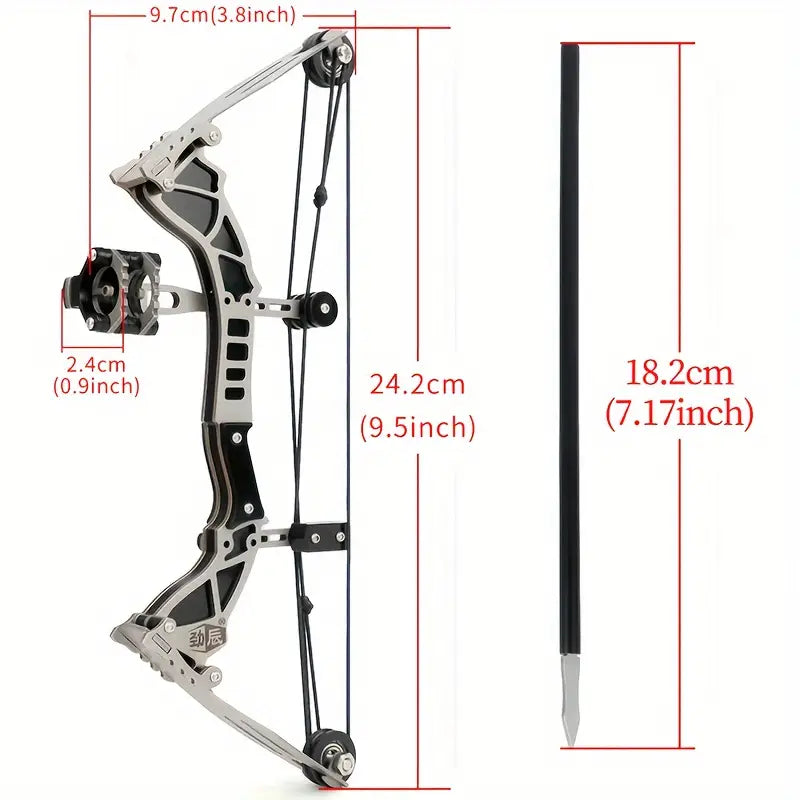 12 Arrows Included 9.5inch Stainless Steel Mini Compound Bow with Target Paper