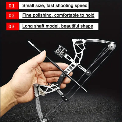 12 Arrows Included 9.5inch Stainless Steel Mini Compound Bow with Target Paper