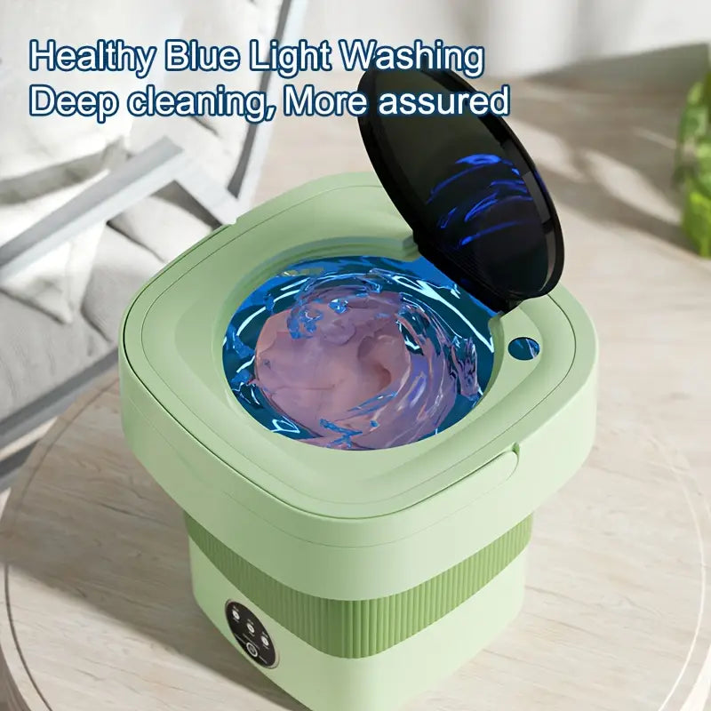 8L High Capacity Portable Foldable Mini Washing Machine - 3 Modes For Deep Cleaning, Half Automatic With Soft Spin Dry, Ideal For RV Travel And Camping