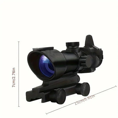 Prism Scope 4X32 Red Fiber Optics Scope, Chevron Reticle With Red Dot Sight