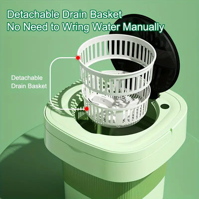 8L High Capacity Portable Foldable Mini Washing Machine - 3 Modes For Deep Cleaning, Half Automatic With Soft Spin Dry, Ideal For RV Travel And Camping