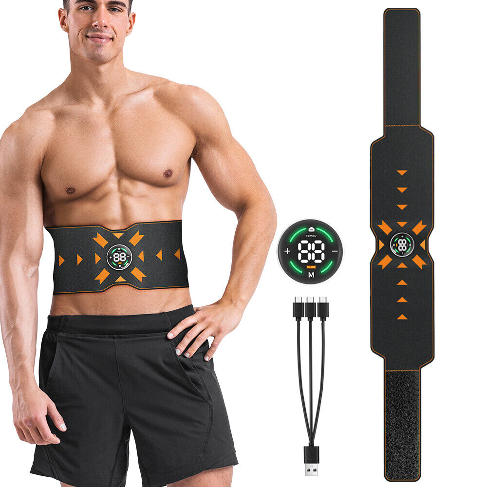 Rechargeable EMS Abdominal Muscle Toning Belt Trainer ABS Stimulator Toner  - Helia Beer Co