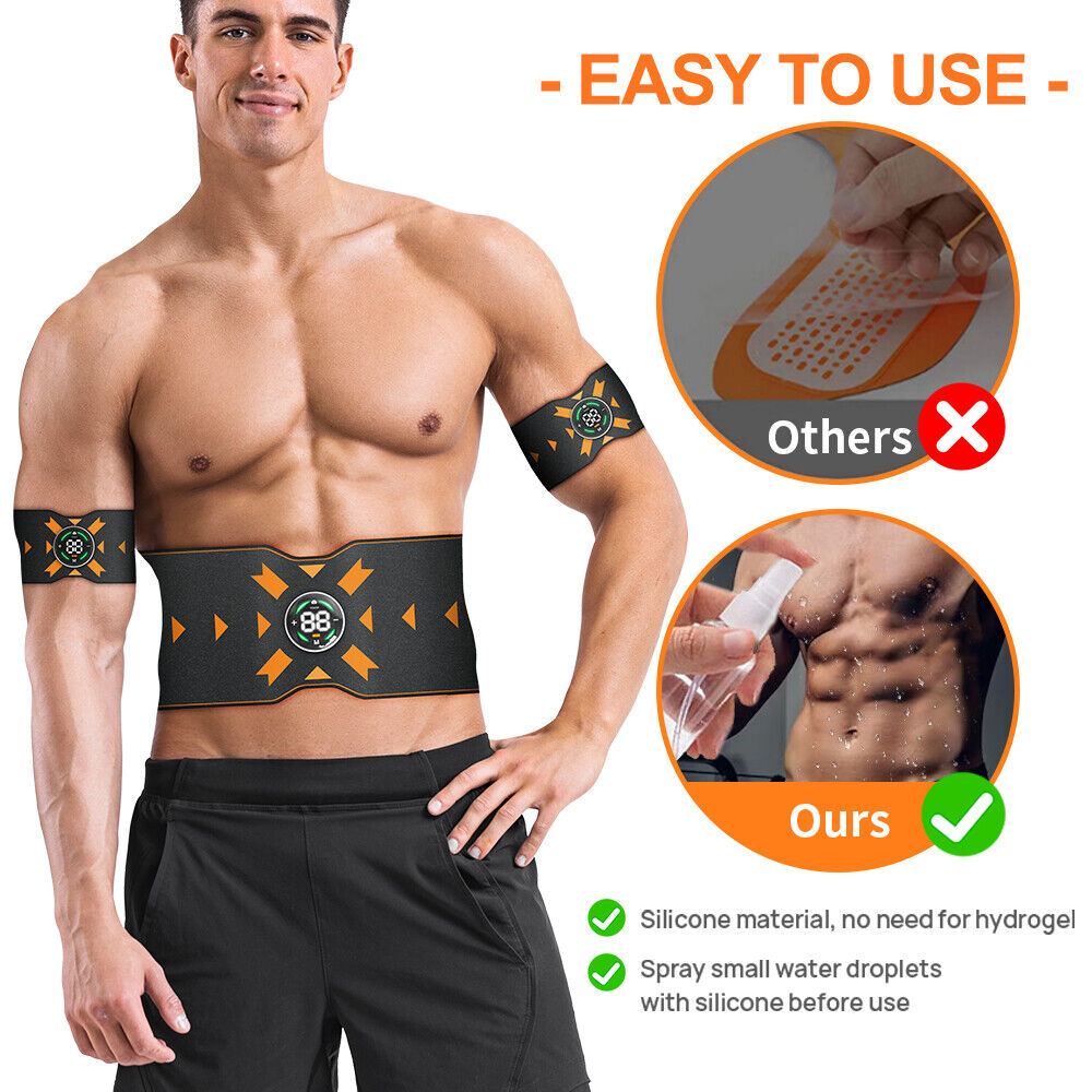 ABS Stimulator,Triple Channel LCD Screen abdominal Toning Belt with 10  Modes 20 Intensity Levels EMS Muscle Toning Belt for Men and Women Exercise