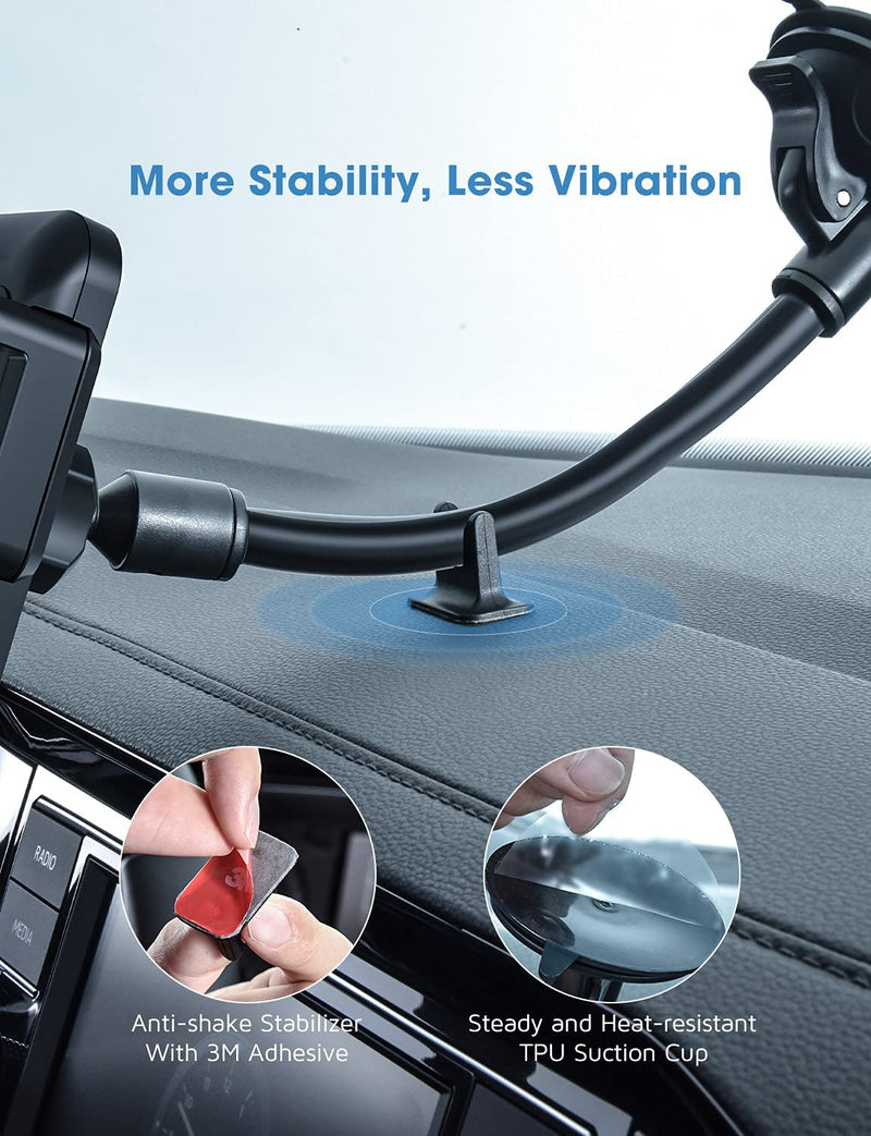 Car Phone Mount Long Arm Suction Cup Sucker Car Phone Holder Stand Mobile  Cell Support For