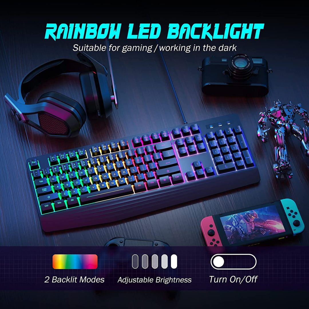 SAREPO 104 cheapest Keys Gaming Keyboard RGB LED Backlight & backlit, equalizer, new